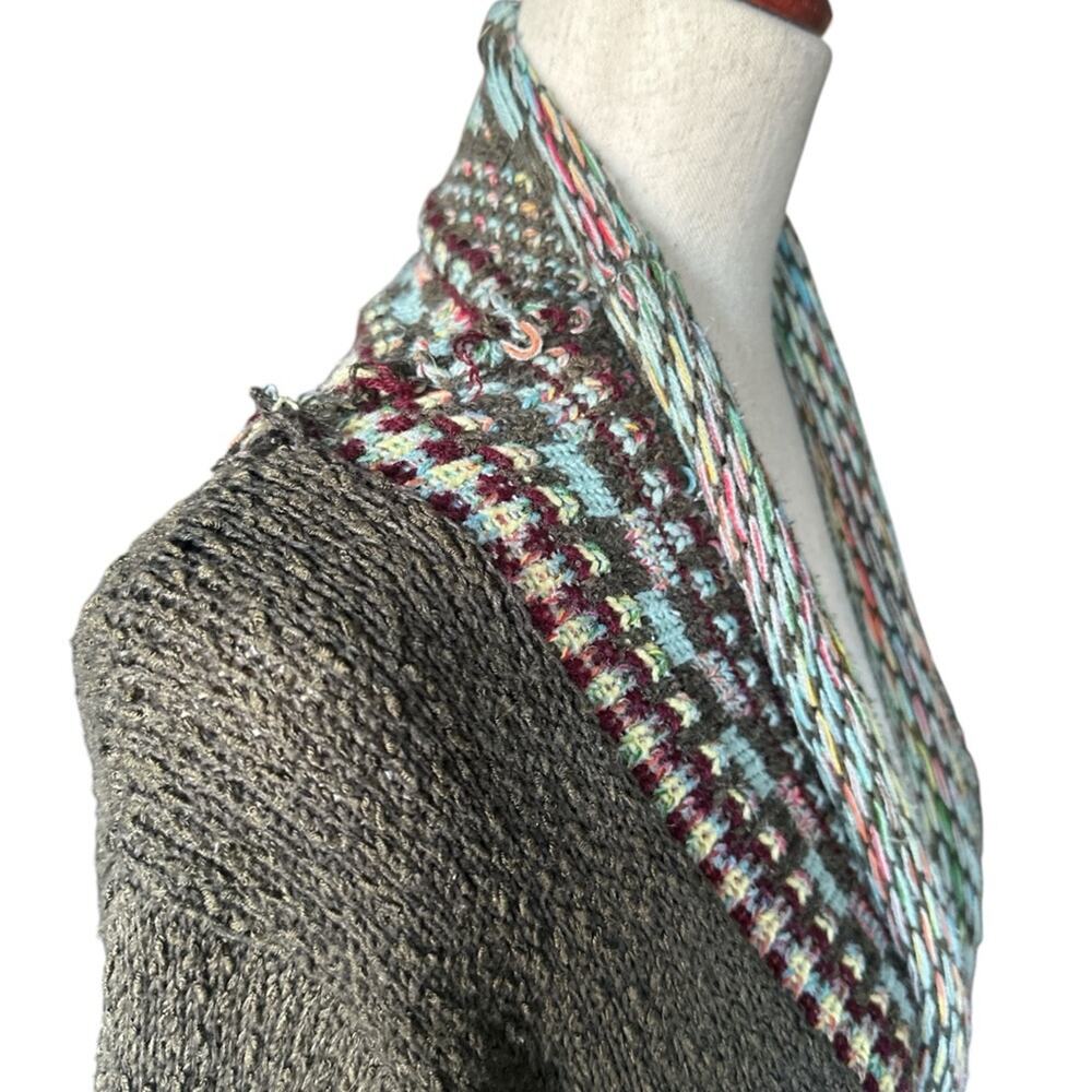 Camile & Co Boho Fringe Chunky Knit Cardigan Sweater Duster Multicolor Size L - Picture 6 of 10